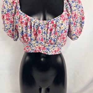 Altar'd State Floral Puff Sleeve Blouse